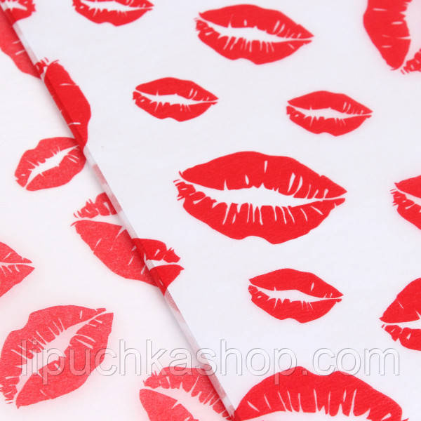 Папір тішью з малюном 70х50 см поцілунки 2 листа, фото 1
