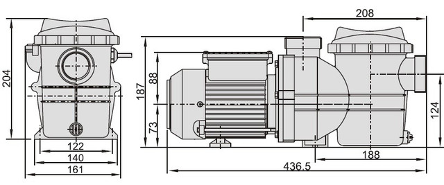 Розміри насоса для басейну AquaViva LX SMP015