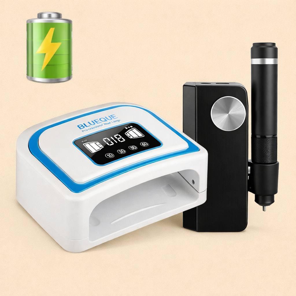 Набір для манікюру на акуммуляторі: Фрезер для манікюру UV-501 на акумуляторі та лампа BQ V10 потужністю 120 Вт.