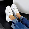 Прошиті білі базові кеди на шнурівці натуральна шкіра флотар, фото 2