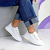 Прошиті білі базові кеди на шнурівці натуральна шкіра флотар, фото 5