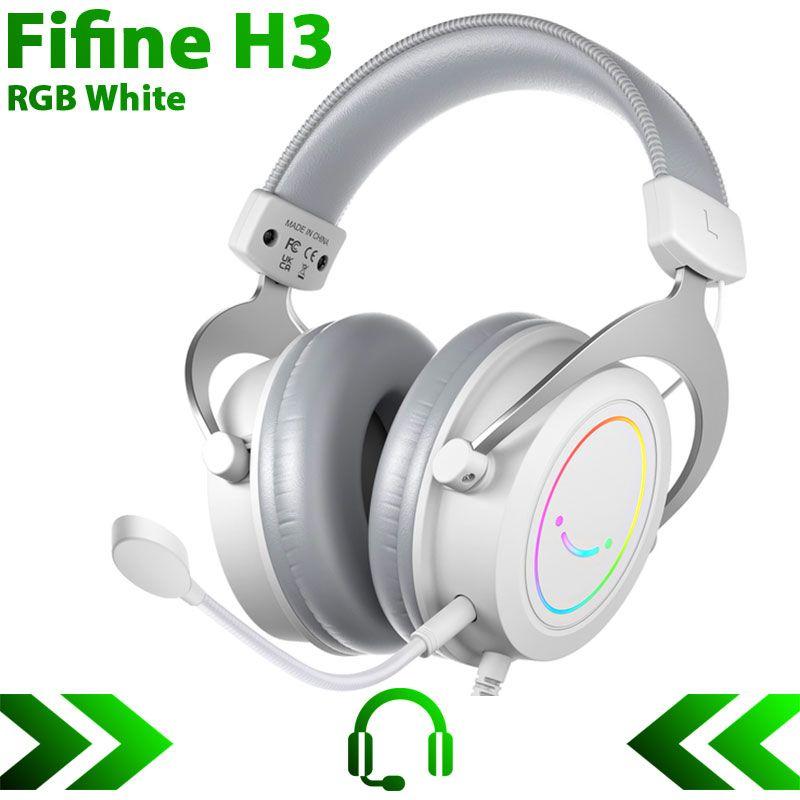 Провідні ігрові навушники Fifine H3 RGB White з мікрофоном, фото 1