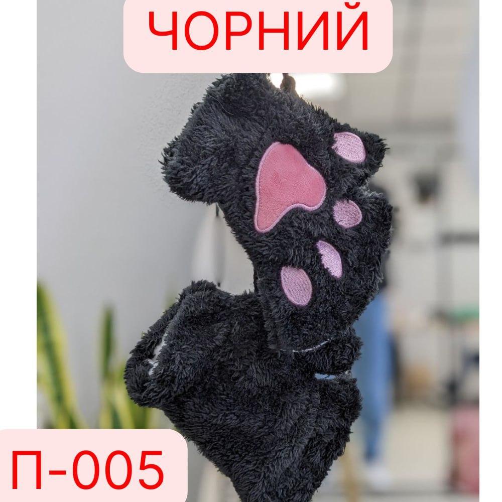 Перчатки Лапки Чорні-рожеві П-005