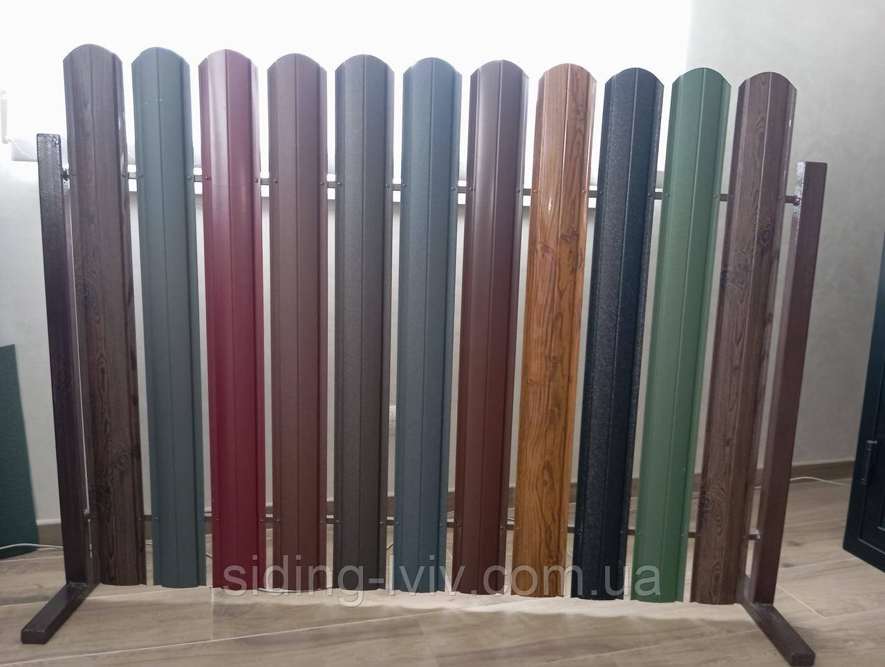 Штахети металеві 115 мм коричневі 8017, 8019 двох стороння, фото 1