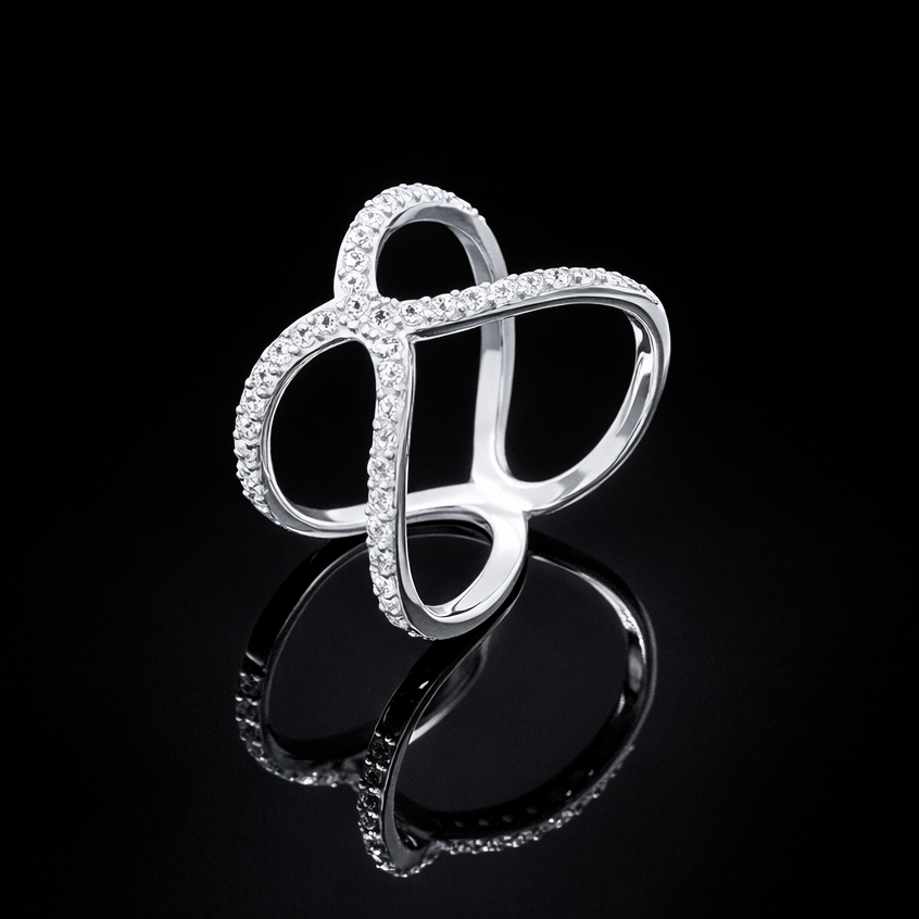 Срібна каблучка з фіанітами Ніжність, фото 1