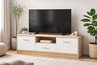 Тумба ТВ 2Д1Ш Тіпс Меблі Сервіс Сонома/Білий
