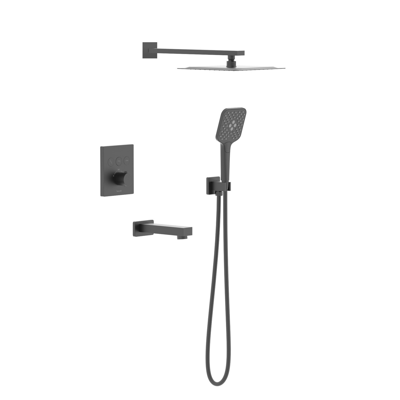 JUDIT Click система душова прихованого монтажу (термостат 3 функції, душ 250*250 мм ABS, лійка 3 режими, вилив, шланг 1500 мм