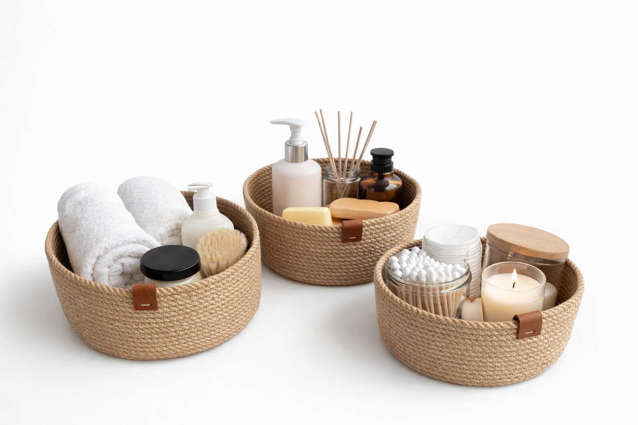 Набір плетених кошиків 3 шт. для організації зберігання, фото 1