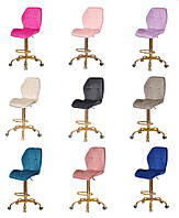 Барный стул на золотой крестовине с колесами Alby BAR GD-Office с регулировкой высоты, мягкое сиденье