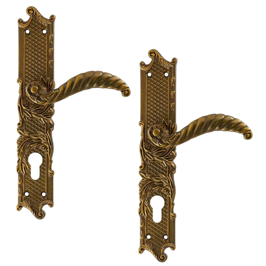 Ручка на планці для вхідних дверей планці різьблені Trion ЦАМ 1095 F 277 COFFEE 85 mm