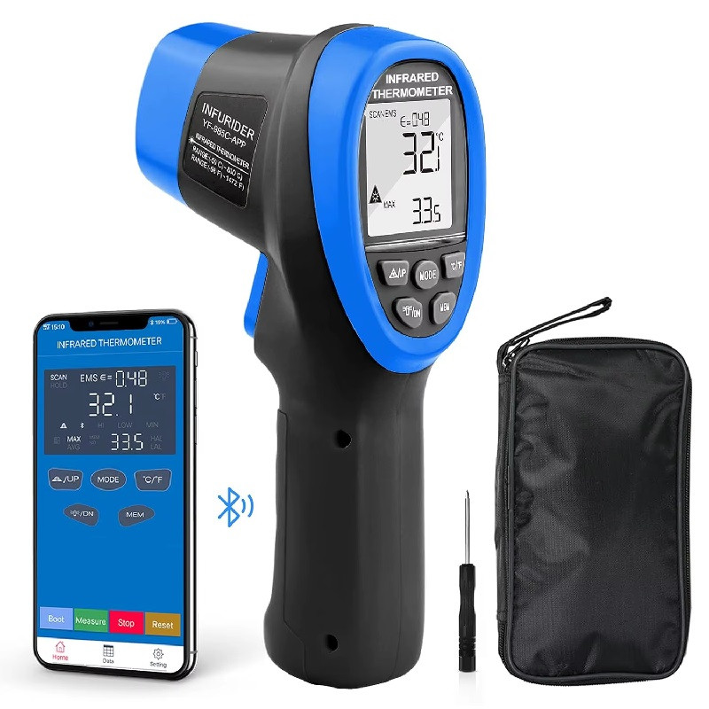 HoldPeak HP-985C-APP високотемпературний пірометр, від -50 ºC до 800 ºC, е=0.01-1.00, роздільна здатність: 16:1, Bluetooth, фото 1