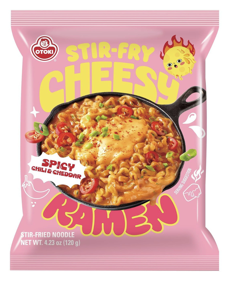 Корейський рамен зі смаком сиру чеддер та чілі без бульйону 120г, Otoki, фото 1