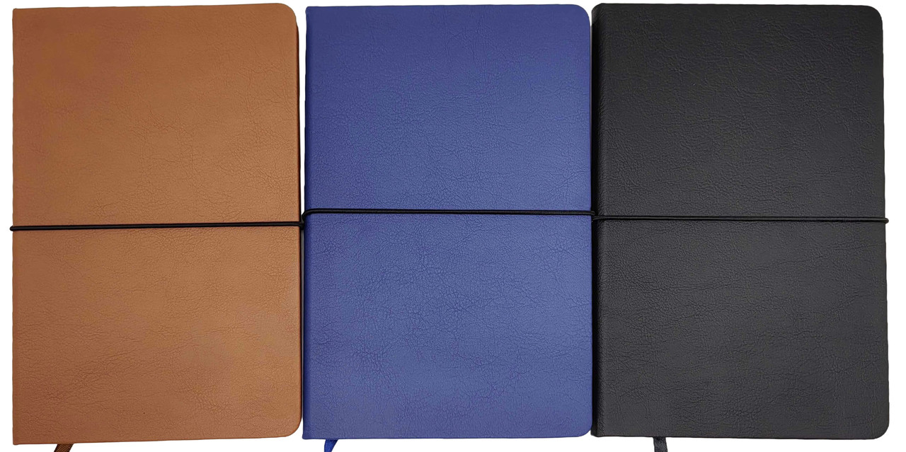 Блокнот на гумці А5/80арк.шкір/зам 80г/м2,клітина,3кол.(1*80), фото 1