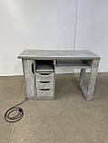 Стіл для майстра манікюру СМ200-19_MR робочий стіл з розетками тумбою на 3 ящики і карго, фото 3