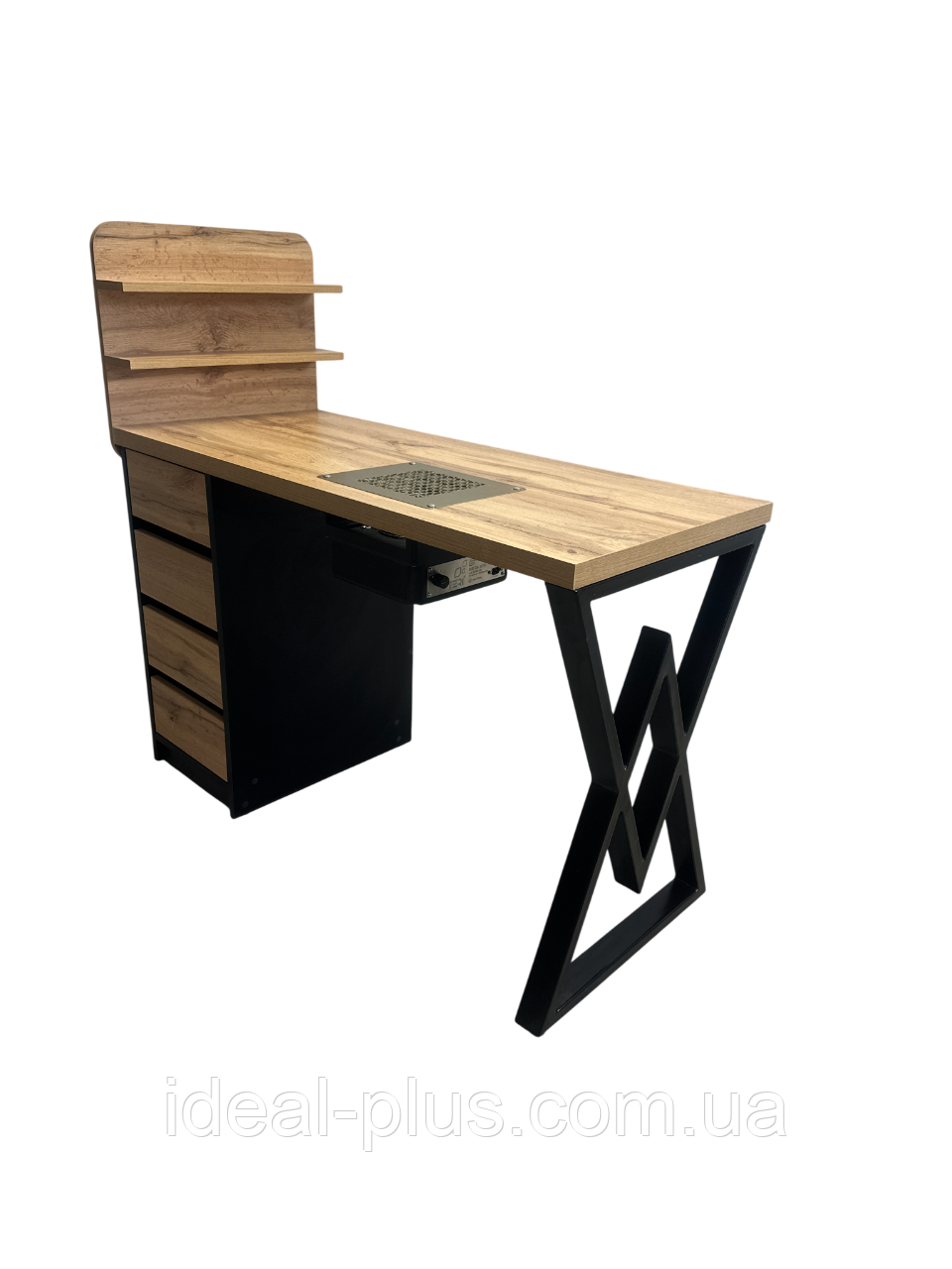 Стіл манікюрний з металевою ніжкою СМ100-21 стіл для майстра манікюру з надбудовою на дві полиці, фото 1