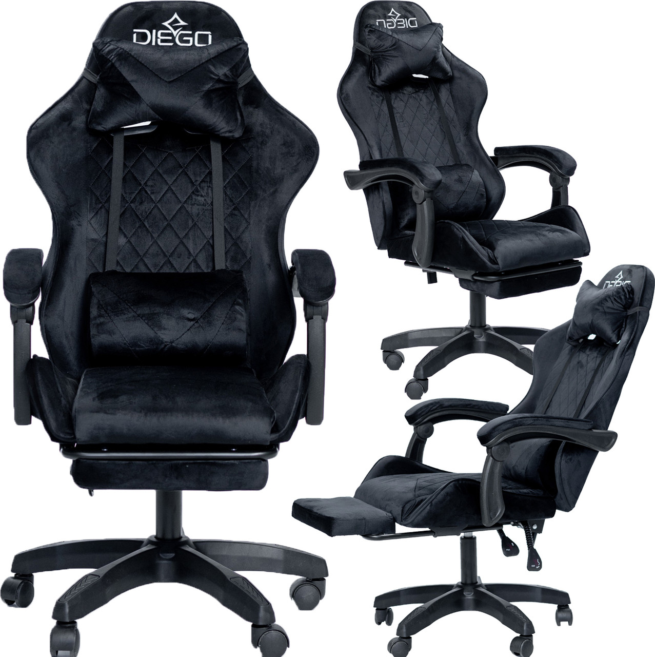 Крісло геймерське DIEGO ALCANTARA PRO Black, фото 1