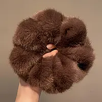 Резинка для волосся зі штучного хутра 15 см коричневий