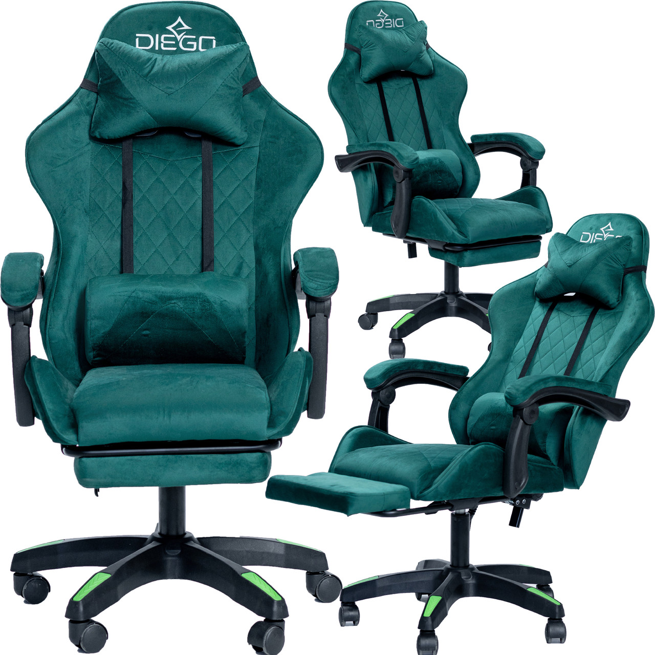 Крісло геймерське DIEGO ALCANTARA PRO Green, фото 1