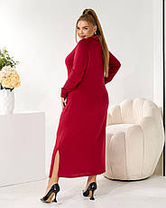 Тепла сукня батал жіноча міді з розрізами великі розміри 50-64 червона, фото 3