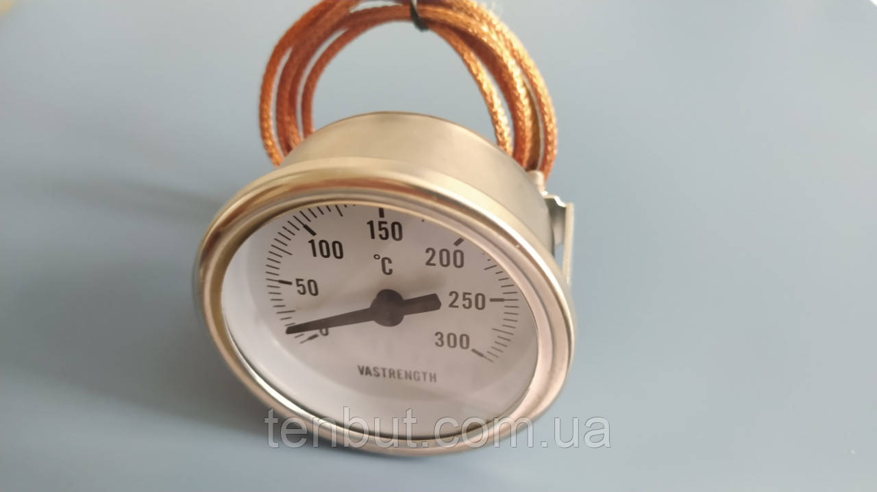 Термометр металевий 300℃/Ø-60 мм. із капіляром 1-метр. VASTRENGTH виробництво Китай, фото 1