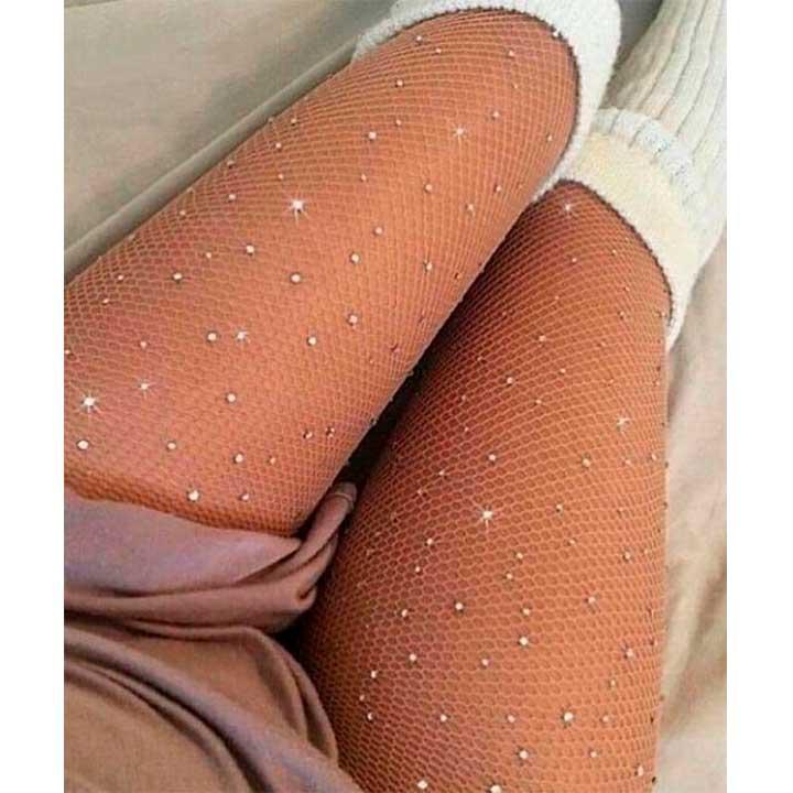 Ідеальні колготки зі стразами - Бежевий - 2/3(S/M) - Еротична білизна, фото 1