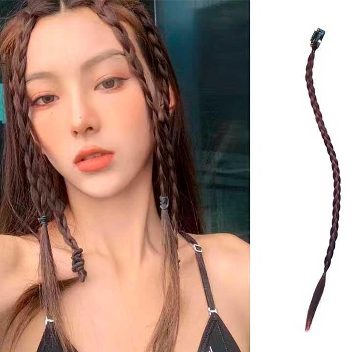 Канекалон тонкі косички на шпильці 45 см "Шатенка" Накладні коси, фото 1