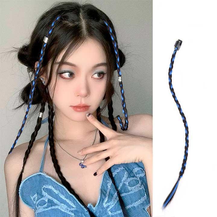 Канекалон тонкі косички на шпильці 45 см "Чорно-сивий" Накладні коси, фото 1