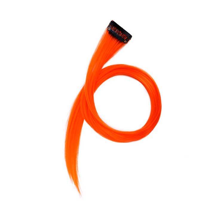 Накладне пасмо волосся кольорове на шпильках 60 см помаранчевий, фото 1