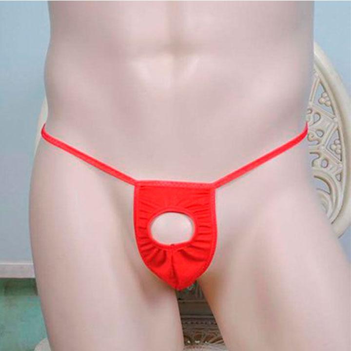 Чоловічі стрінги з діркою для пеніса - Червоний - S/M/L, фото 1
