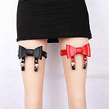 Гартер на 2 ноги з підв'язками для панчох і бантиком 2 шт Червоний, фото 3