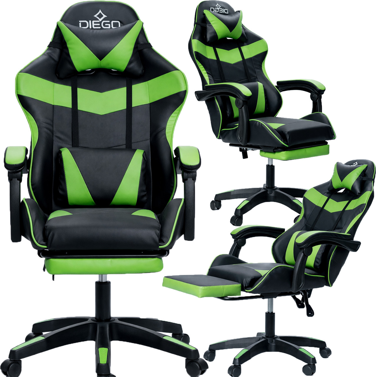 Крісло геймерське DIEGO Phantom RS Black-Green, фото 1