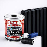 Акрилова емаль для радіаторів і труб опалення SkyLine, глянцева, термостійка, без запаху, чорна, 400 мл