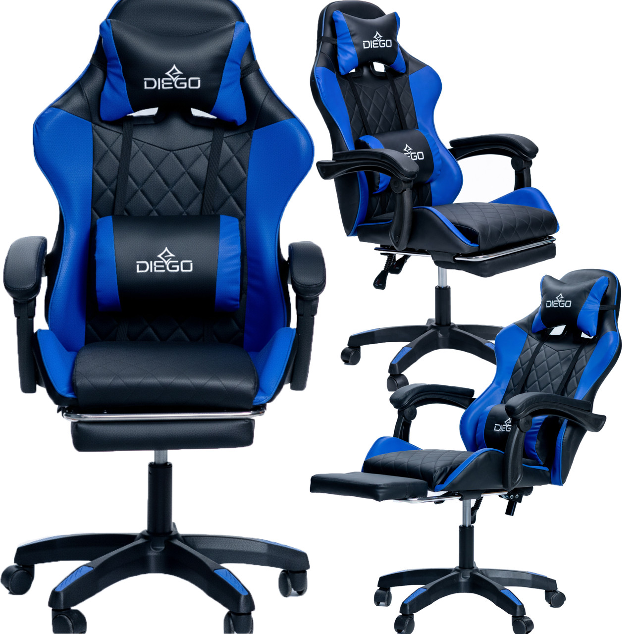 Крісло геймерське DIEGO AERO Black-Blue, фото 1