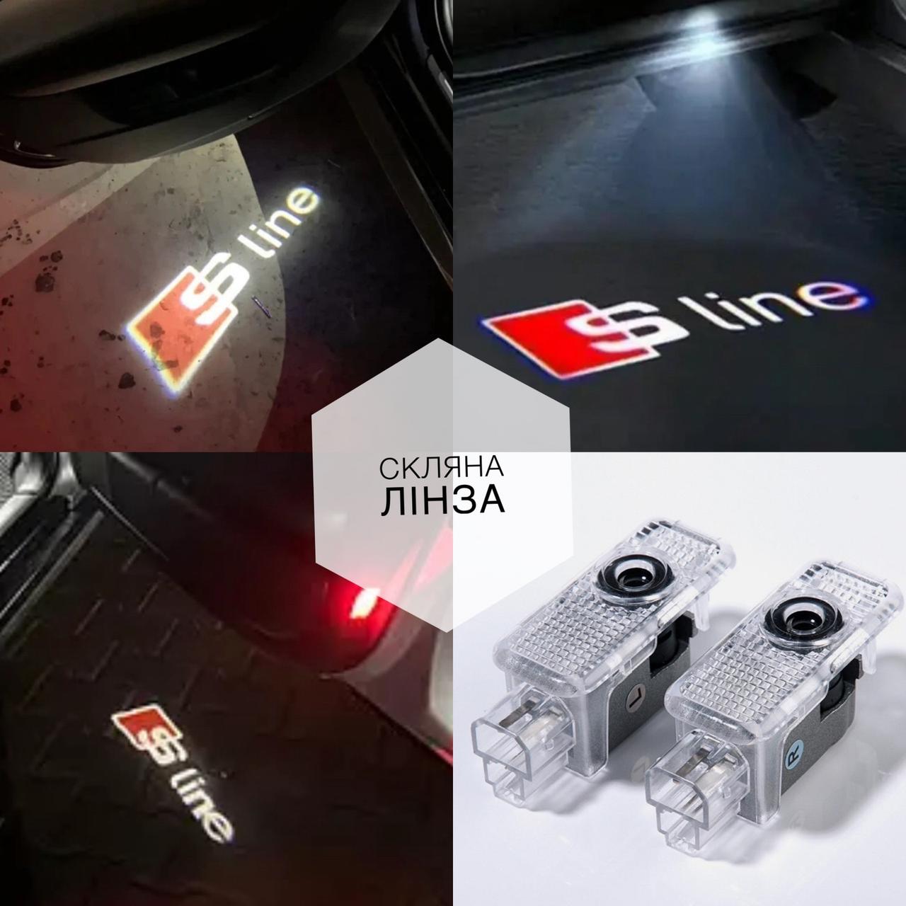 Підсвітка дверей зі скяним логотипом S Line Audi E-tron, A4L (17-19) A7 (12-19), A8 (11-) Q3 (12-) Q5L Q7 A6L 2 шт.