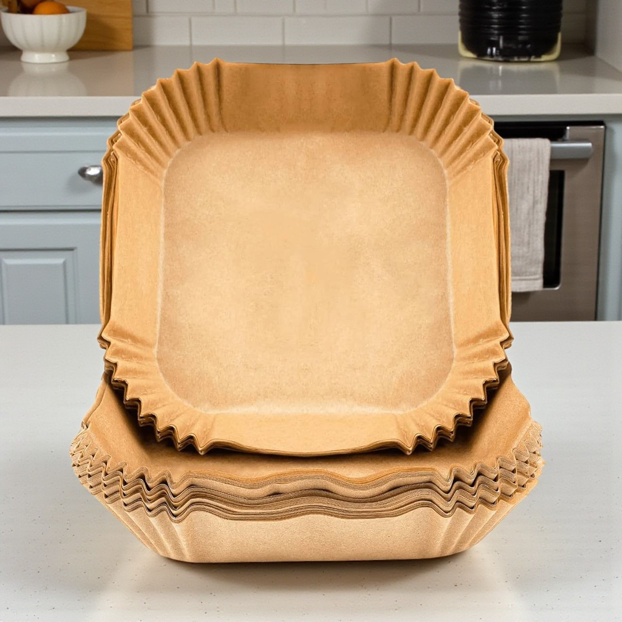 Пергаментна форма для аерогрилю 20х20х4,5 см 50 шт квадратні форми для аерогрилю та мультипечі, фото 1