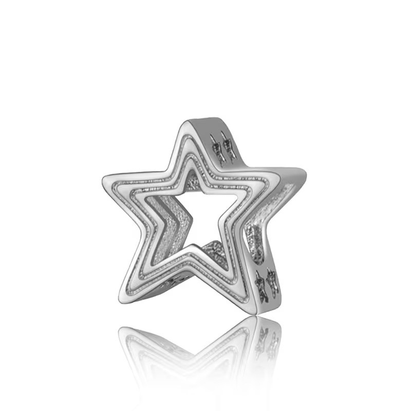 Шарм-бусина срібляста «Ярка Зірка» для браслетів, фото 1