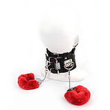 Бдсм bdsm набір / Нашийник з повідцем для людини, кляпом та наручниками, фото 4