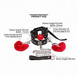 Бдсм bdsm набір / Нашийник з повідцем для людини, кляпом та наручниками, фото 2
