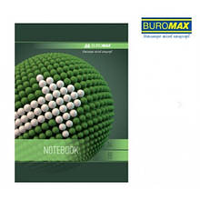 Блокнот А4 BUROMAX 80арк. 24452101-04 клітинка бок. пруж. SPHERE картонна обкладинка зелений