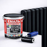 Акрилова емаль для радіаторів і труб опалення SkyLine, глянцева, термостійка, без запаху, чорна, 3 л