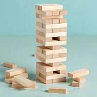 Гра Дженга із дерева з мішечком, 48 брусків, 23x7x7 см