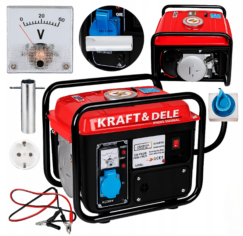 Генератор бензиновий 1,2 кВт Kraft&Dele KD109 12/230В, 2-тактний, однофазний, ручний запуск, бак 4 л, 10 годин роботи (Польща), фото 1