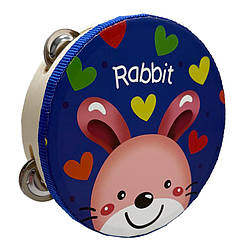 Дерев'яна іграшка Бубен "Зайчик" MD 0367-54 діаметр 15 см