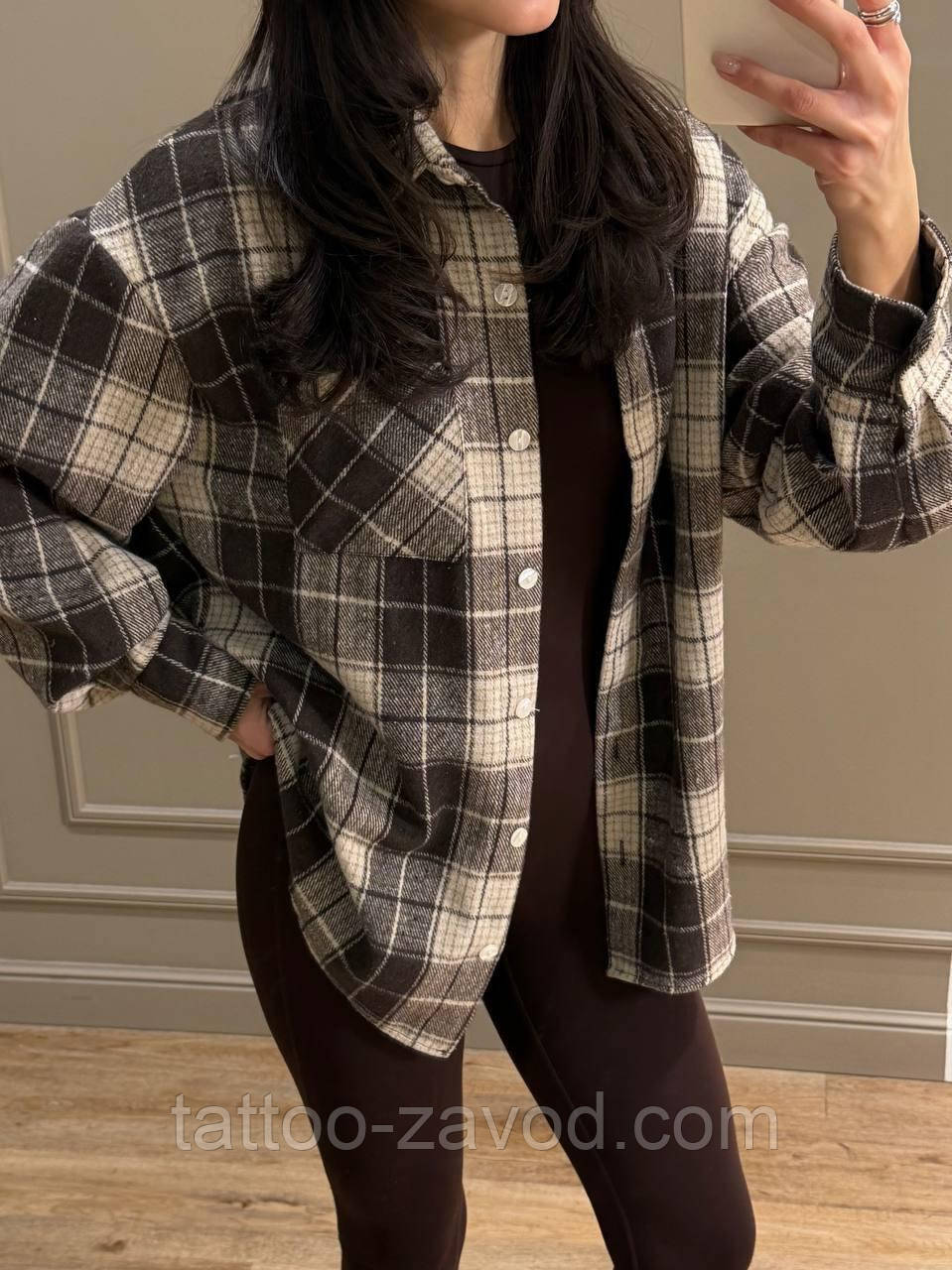 Тепла картата сорочка жіноча на ґудзиках байка Туреччина S-L, фото 1