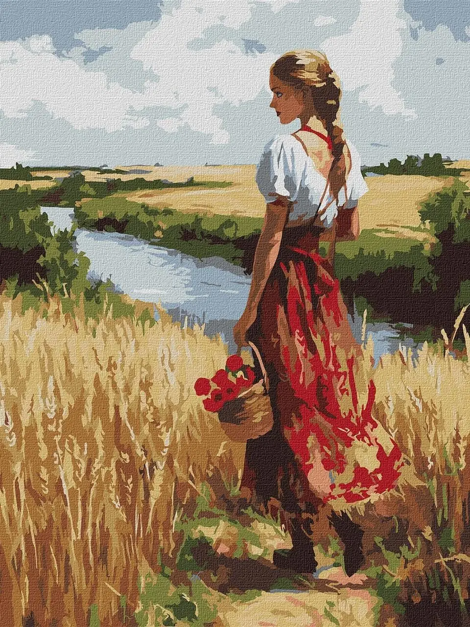 Набір для розпису по номерах  "Українка та лани" 30х40cm, фото 1