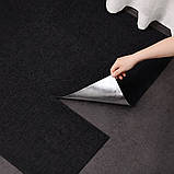 Самоклеючий теплий ковролін «Чорний» 50×50 см для підлоги | Коврова вінілова плитка, миюча, водостійка, фото 4