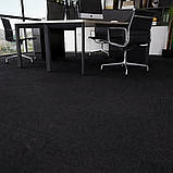 Самоклеючий теплий ковролін «Чорний» 50×50 см для підлоги | Коврова вінілова плитка, миюча, водостійка, фото 4