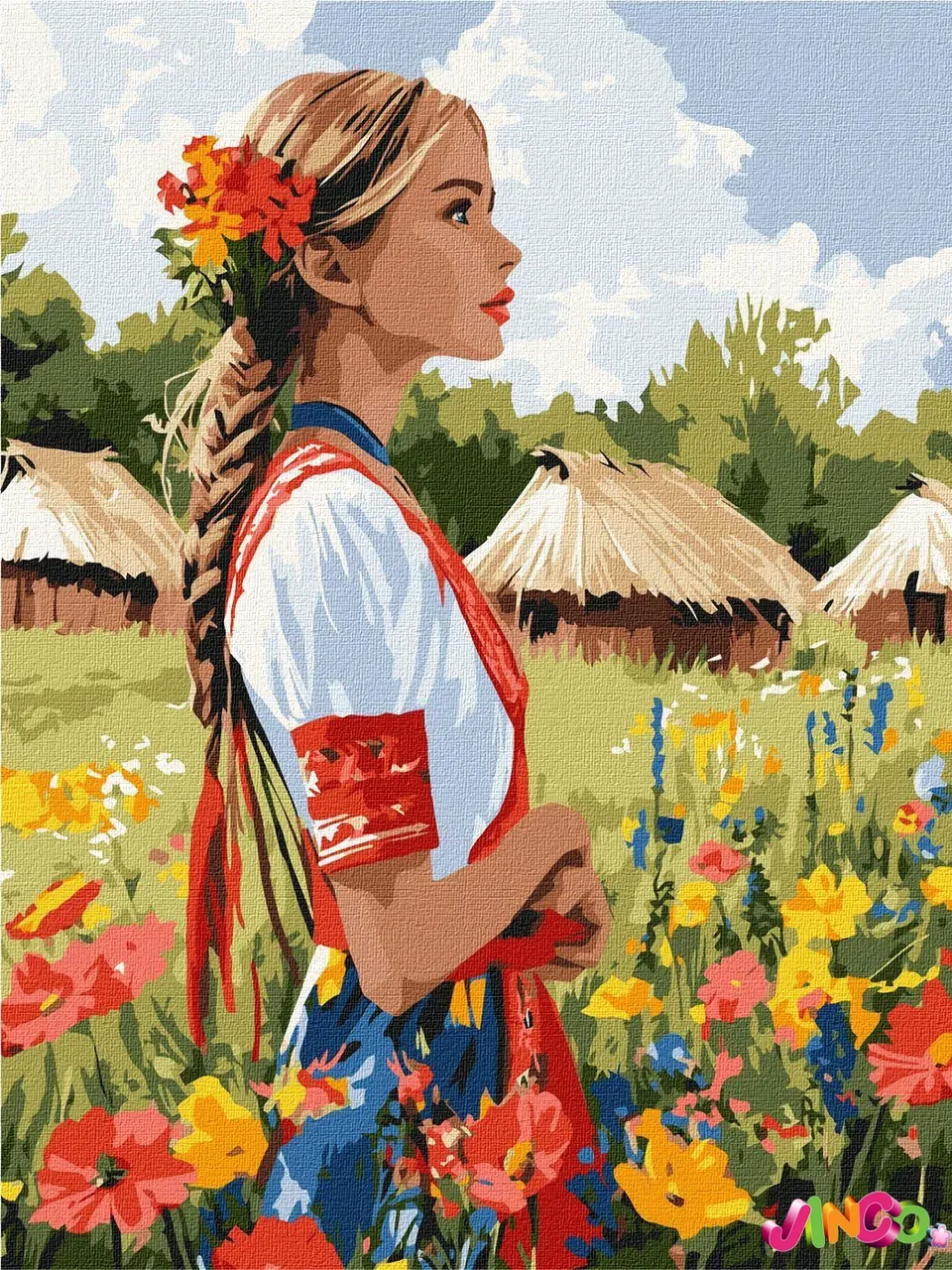 Набір для розпису по номерах  "Гарна українка" 30х40cm, фото 1