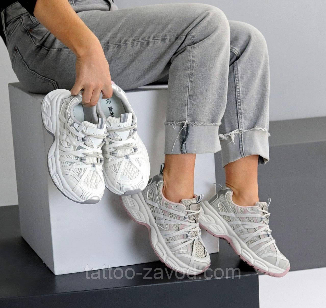 Кросівки жіночі 36-40 білі, сірі, фото 1