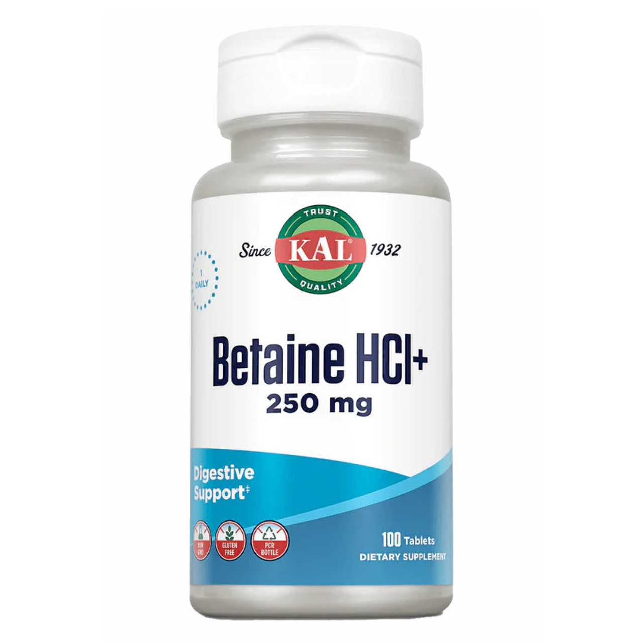 Betaine HCl Plus 250mg - 100 tabs, фото 1